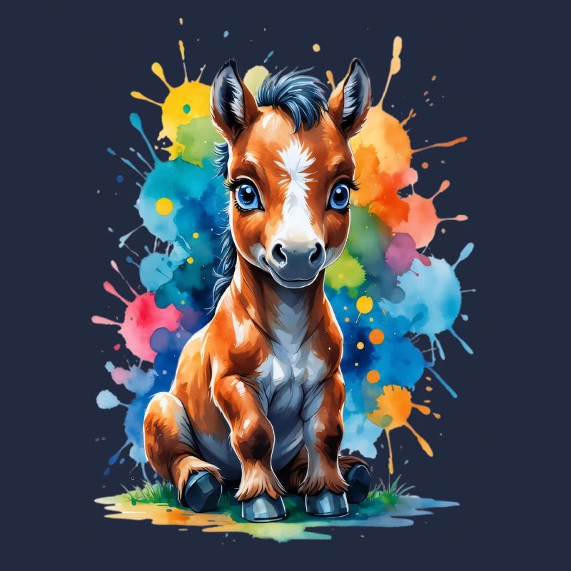 Regenbogenpony im Farbklecks