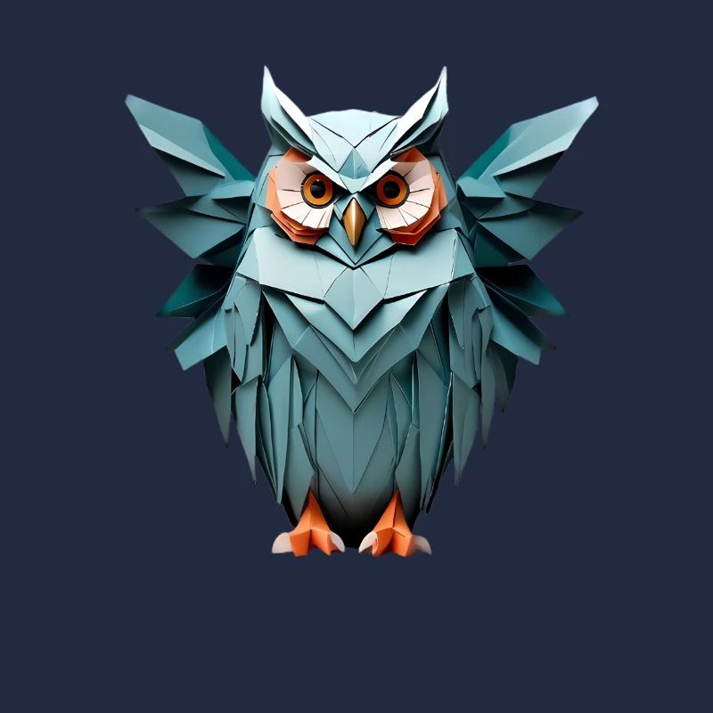 Blue Low-Poly Owl Design