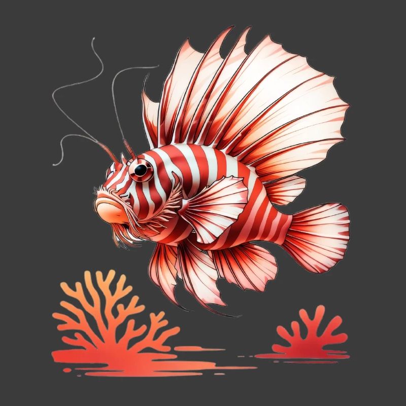 Poisson rayé rouge dans la mer de corail
