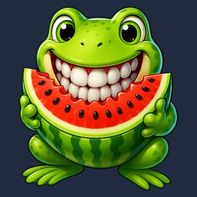 Crapaud grenouille joyeux avec pastèque été