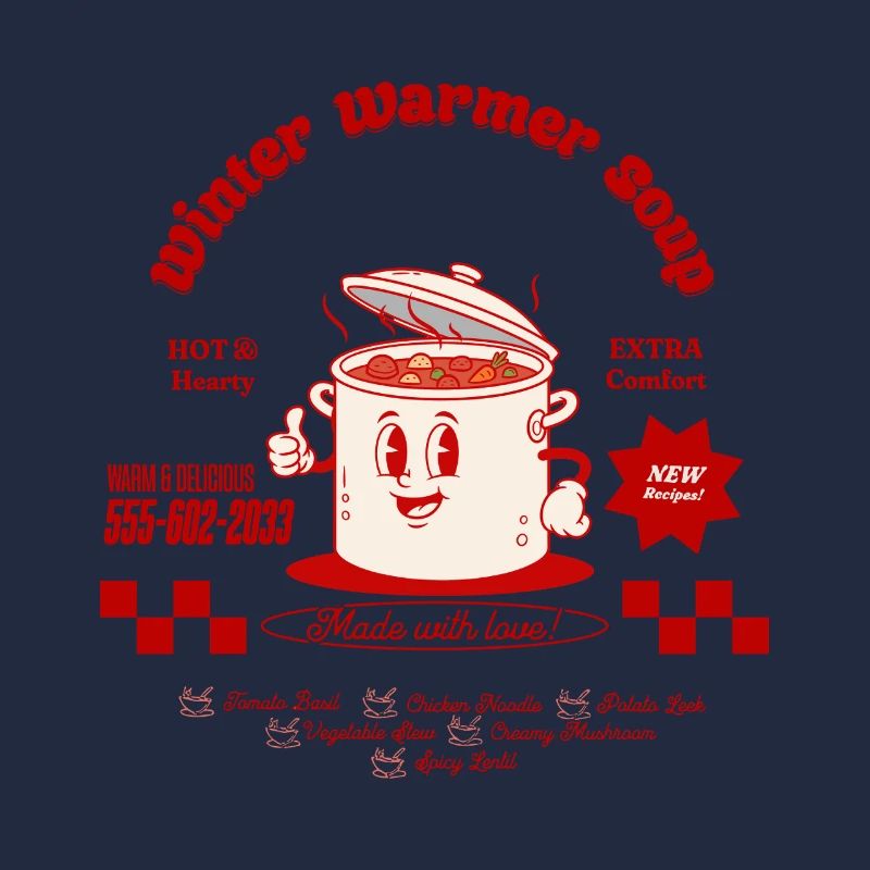 Pot de cuisson avec un logo rétro souriant