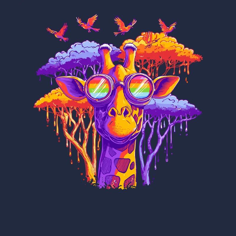 Fantasie Giraffe mit Regenbogenbrille