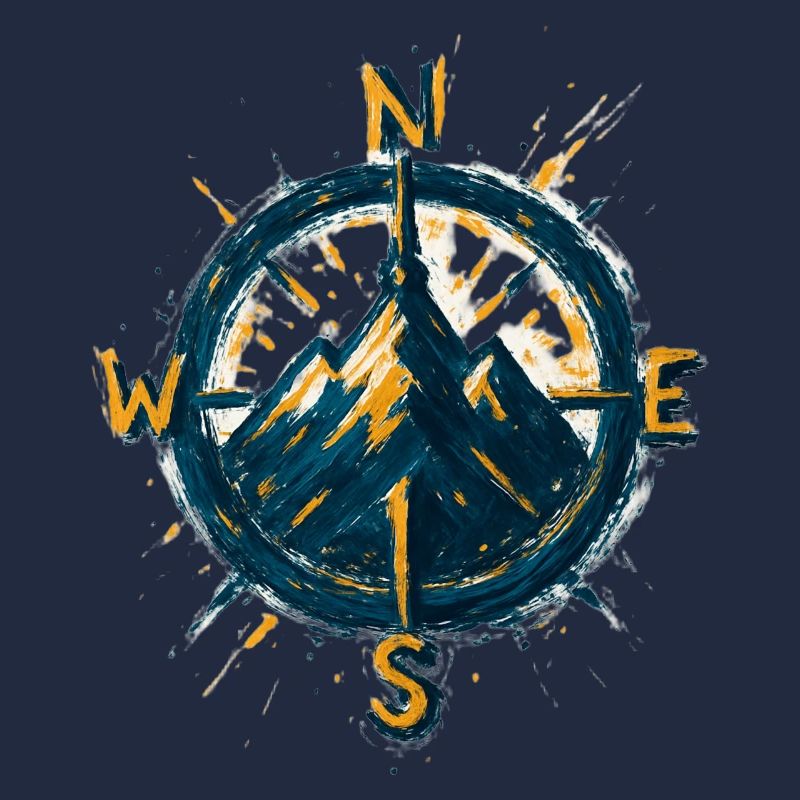 Compass on mountain background - skiing - hiker