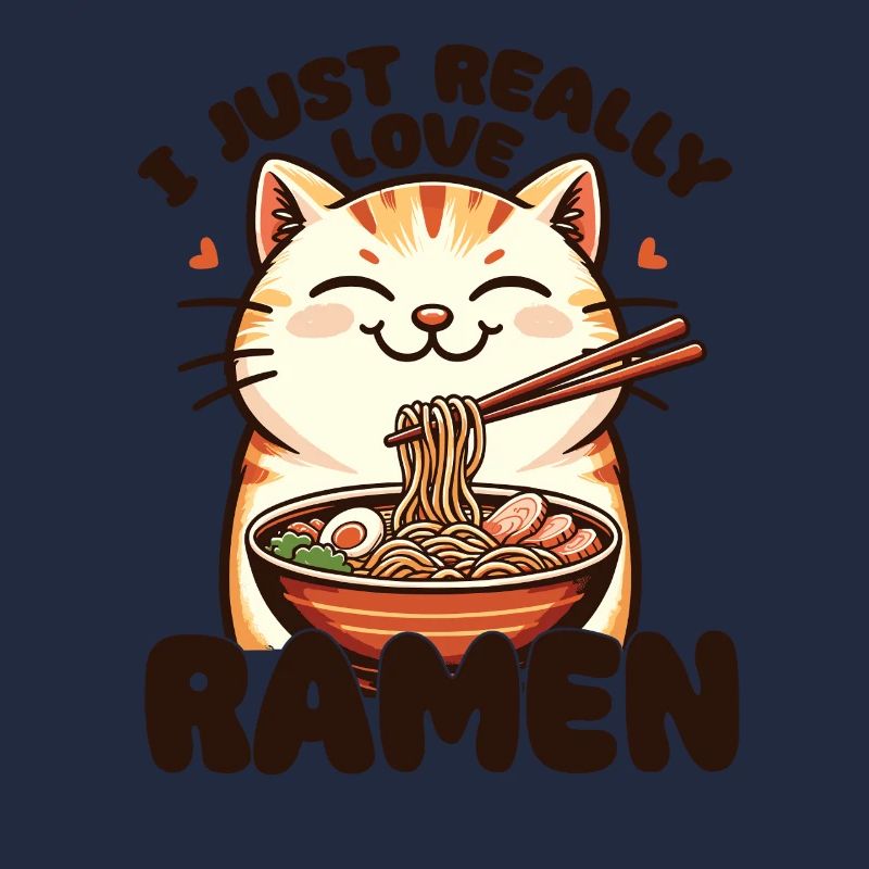 Katze mit Nudeln Ramen kawaii Katze