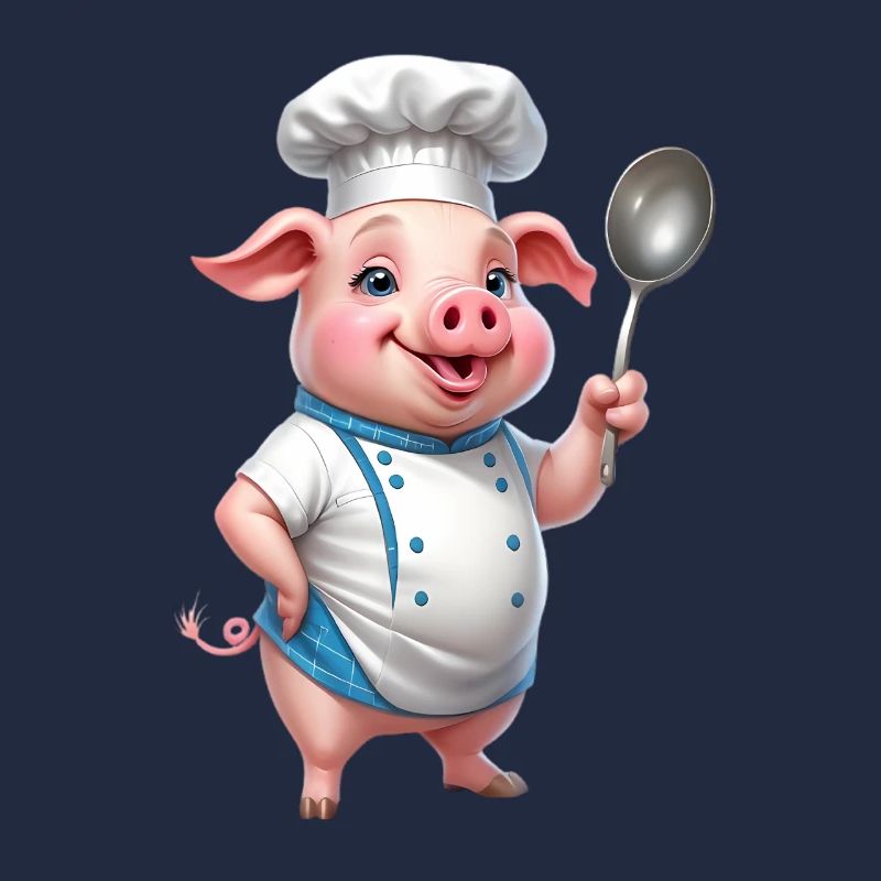 Kochschwein Chef mit Löffel