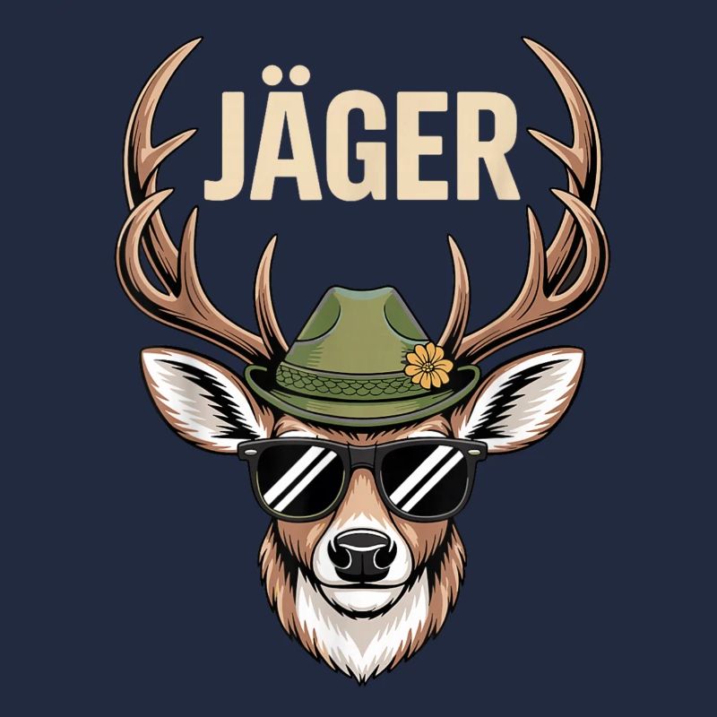 Jäger Hirsch mit Hut Sonnenbrille