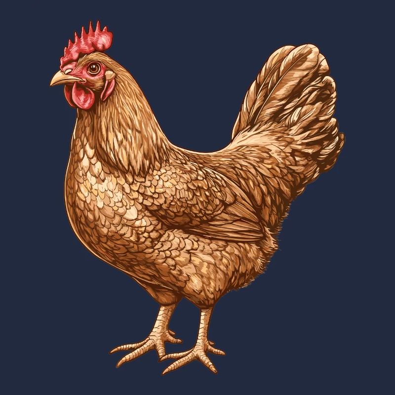 Huhn-Illustration im warmen Federmuster