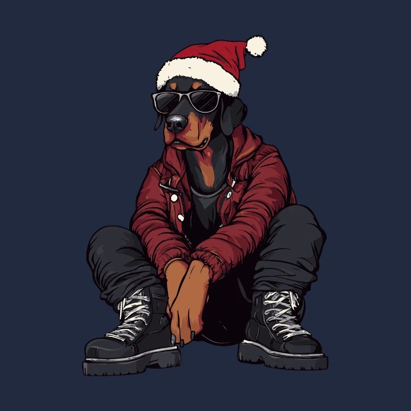 Dobermann Hund Weihnachten Winter