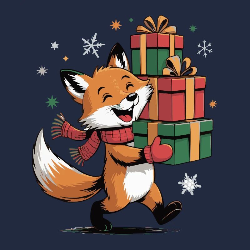 Fuchs mit Weihnachtsgeschenken