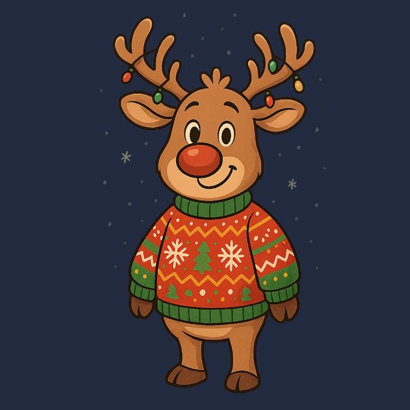 Winterhirsch im Weihnachtspullover