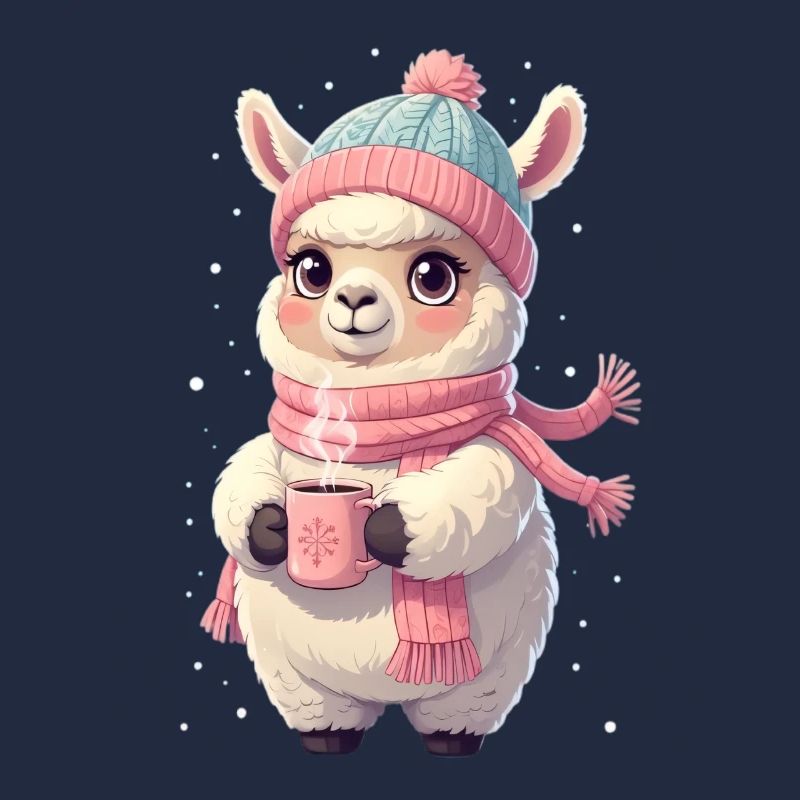 Winter Llama with Tea