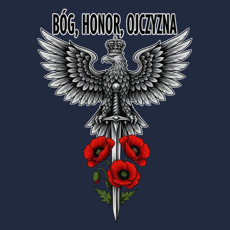 Polish White Eagle with Sword and Poppy Tribute