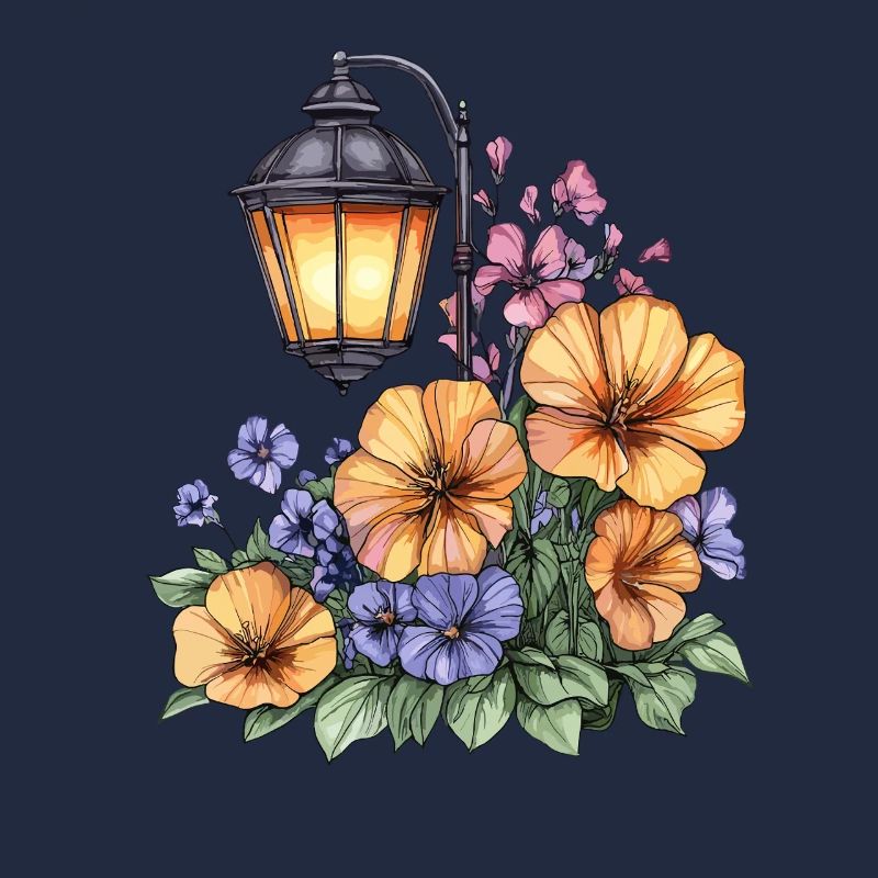 Gartenlampe im Blütenmeer
