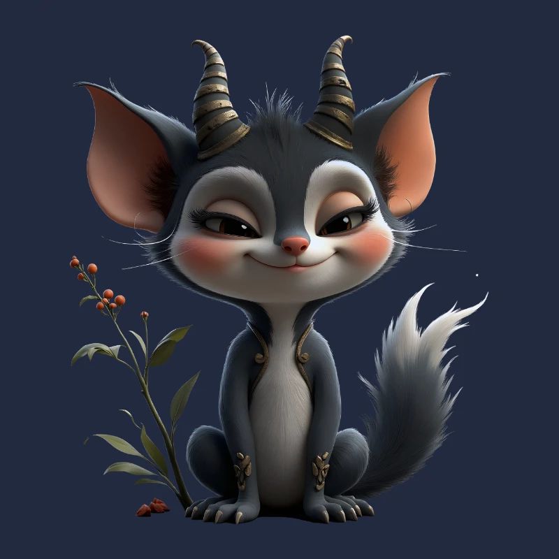 Waldgoblin-Katze mit Hörnern