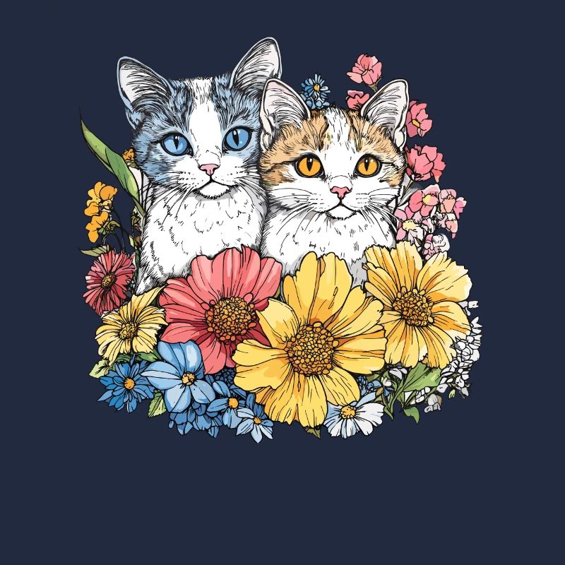 Katzen im Blütenkranz