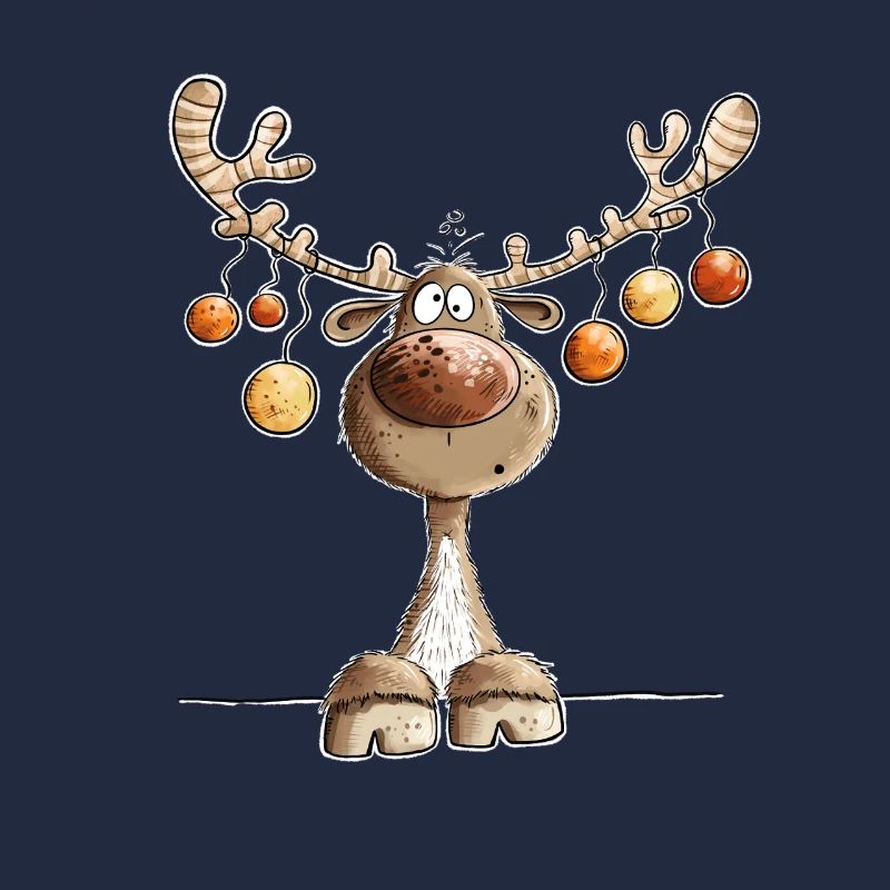 Un renne mignon avec des babioles de Noël
