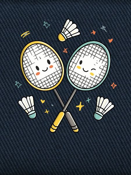 Lachende Badmintonfreunde