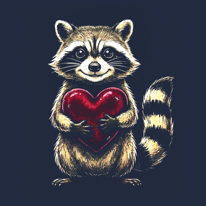 Waschbär Herzumarmung
