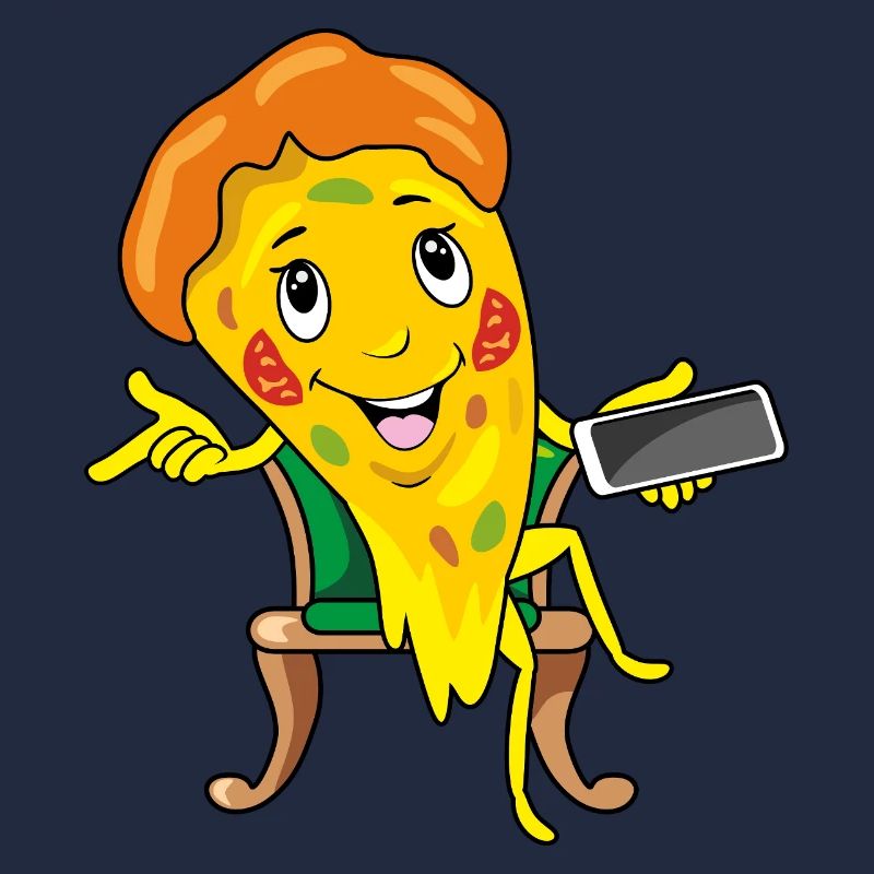 Une part de pizza de dessin animé prend commande