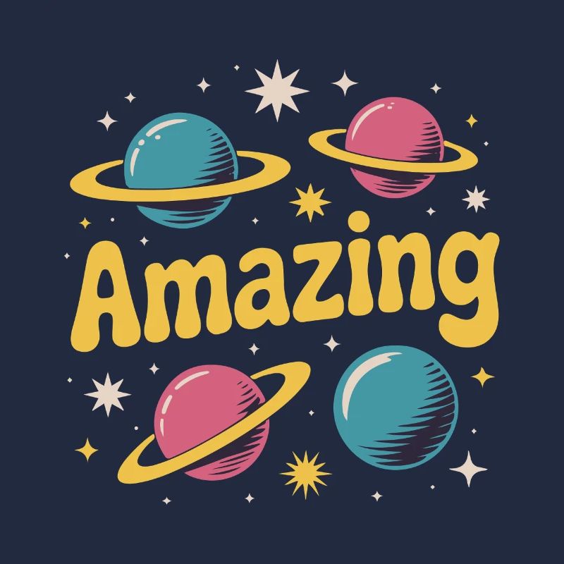 Amazing Planets Retro-Weltraumdesign