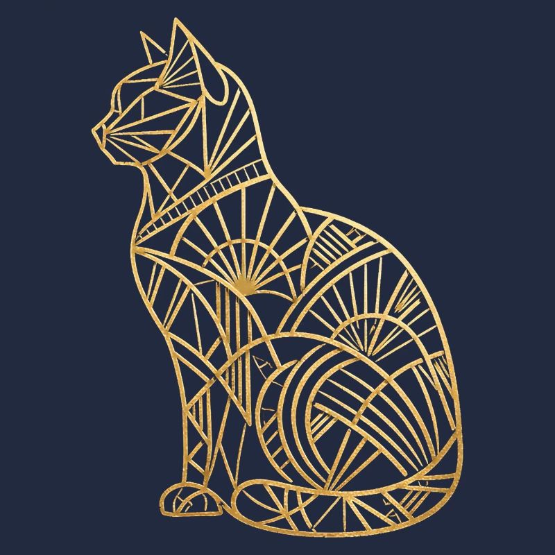 Goldene Katze im Art-Déco-Stil