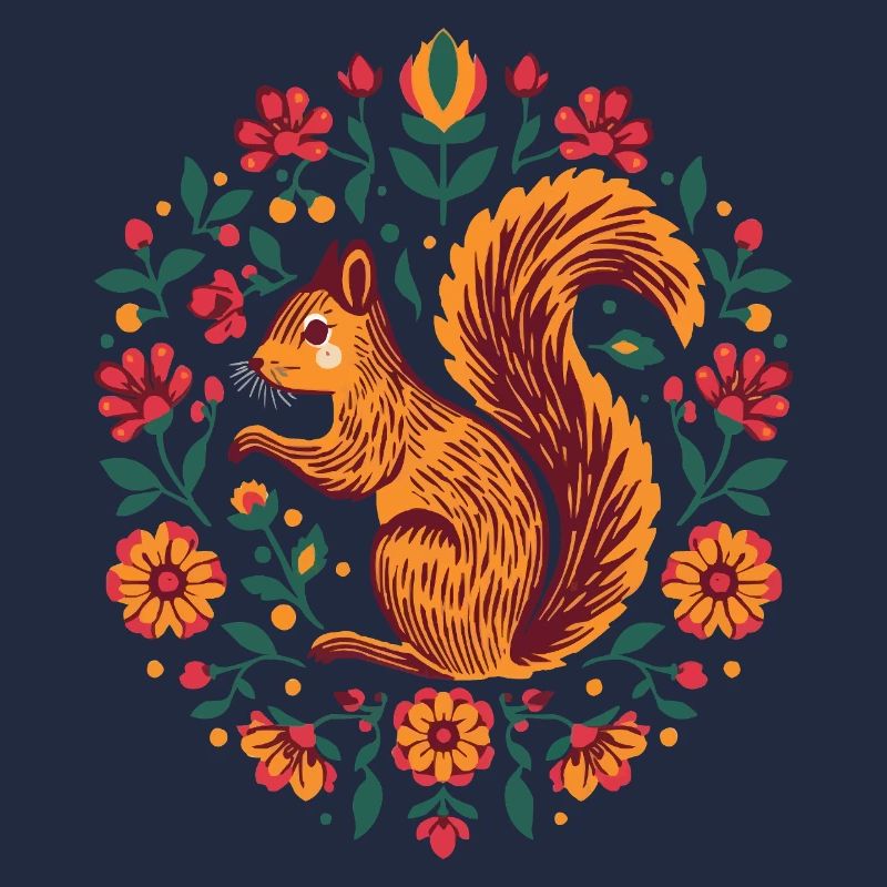 Eichhörnchen im Blumenkranz