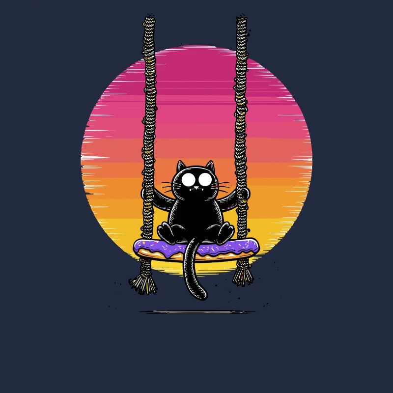 Coucher de soleil du chat sur la balançoire