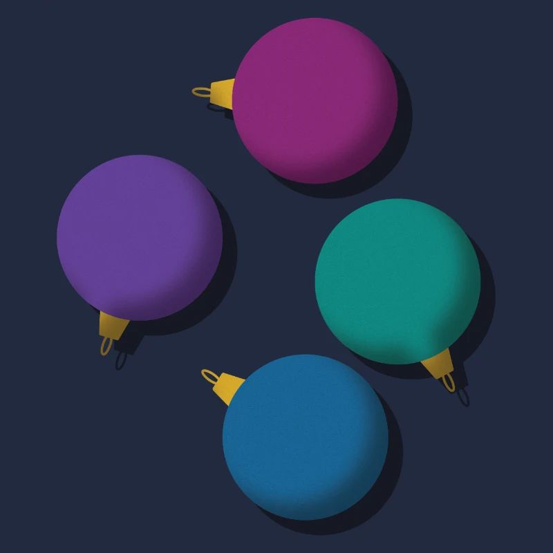 4 bunte Weihnachtskugeln 