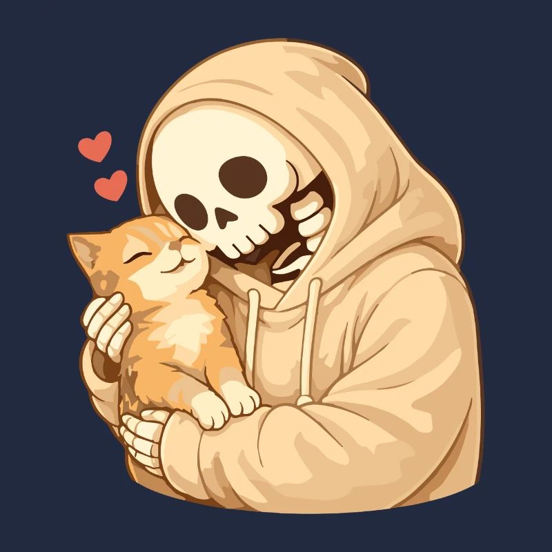 Cozy skeleton with cat – security