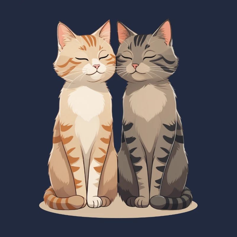 Zwei glückliche Katzenfreunde