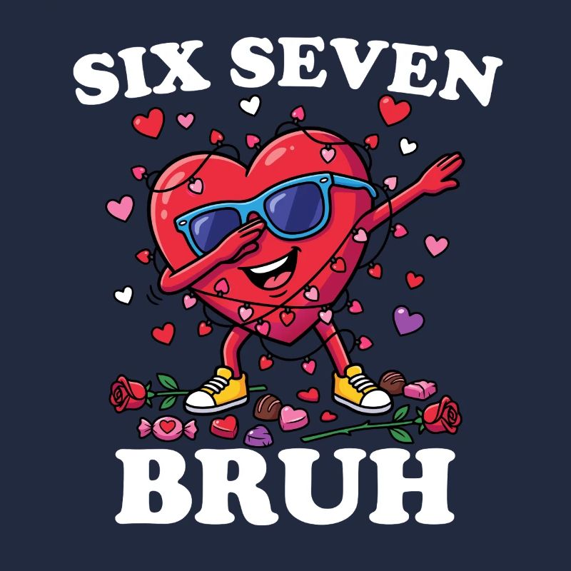Six Seven Bruh Valentine Dabbing Heart 6 7 Fun 6-7