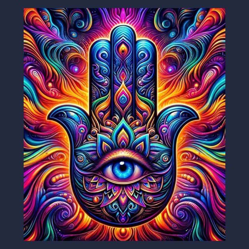 Mandala psychédélique Hamsa Œil Main-Œil