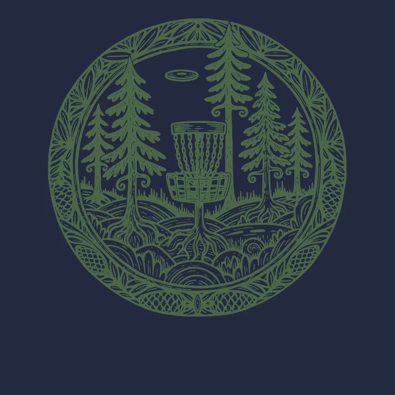 Forest Disc Golf Basket Flying Disc Course Scene