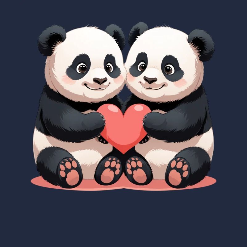 Câlin du duo de cœurs de panda