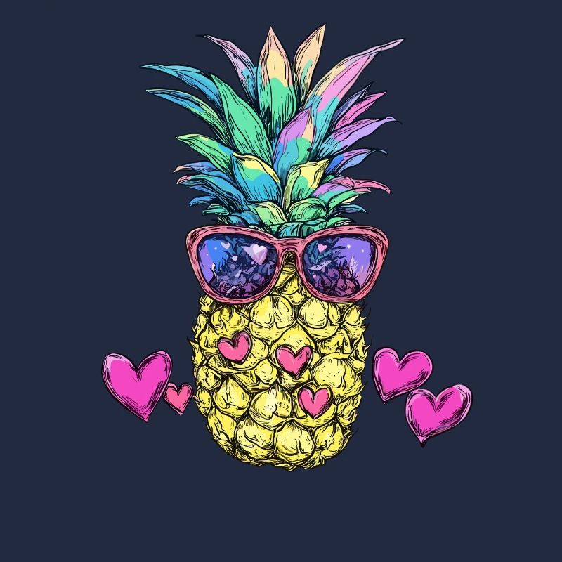 Bunte Ananas mit Sonnenbrille