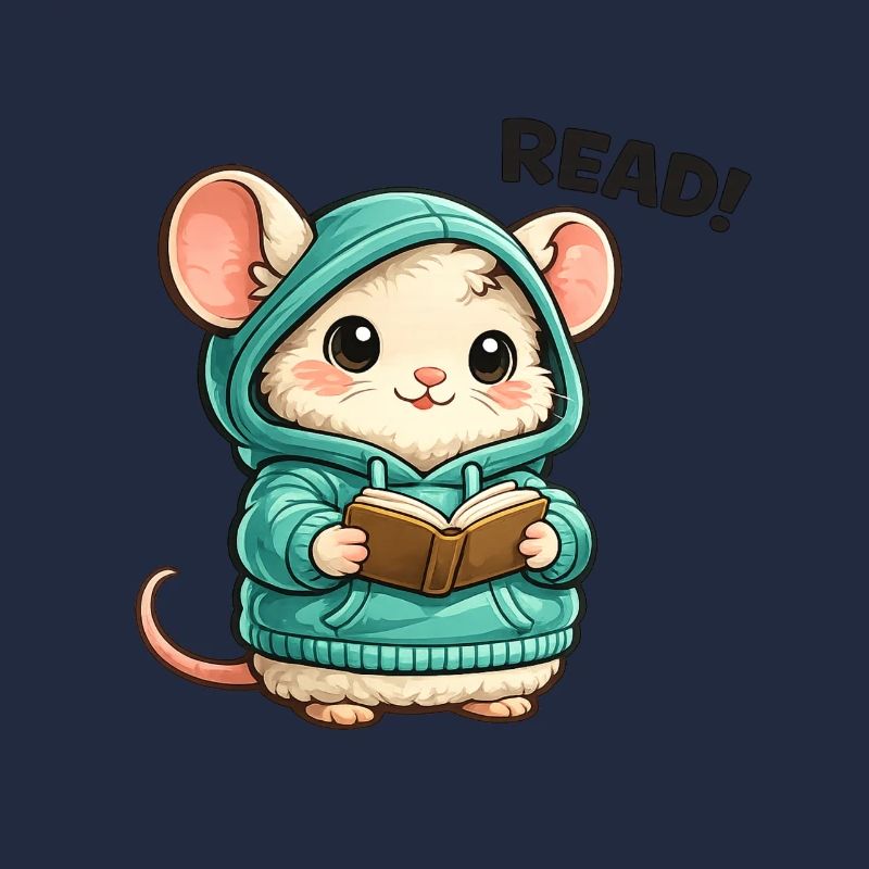 Souris en lecture en sweat à capuche