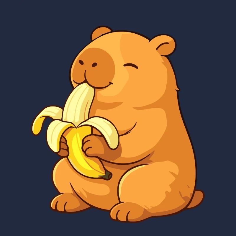 Capybara souriant mangeant une banane