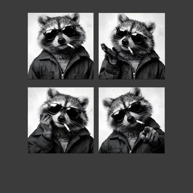 Waschbär Noir Vierfach: Sonnenbrille Zigarette