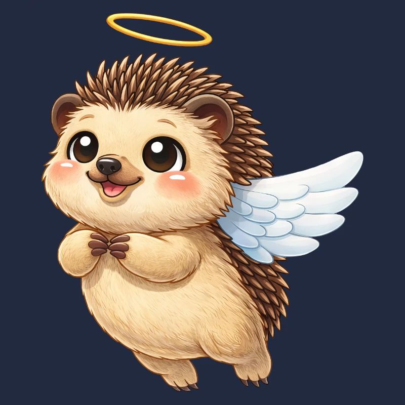 Ange de dessin animé hérisson mignon avec des ailes