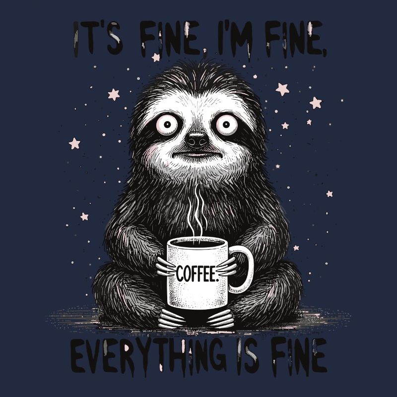It's okay, I'm fine coffee sloth humor