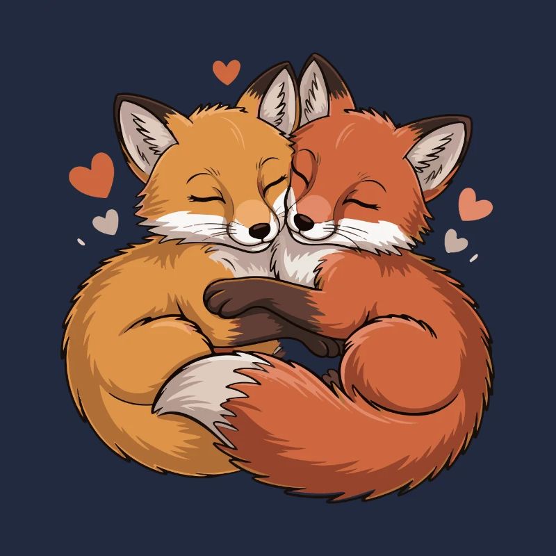 Two Foxes Hug