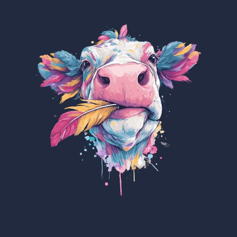 Vache arc-en-ciel avec plumage