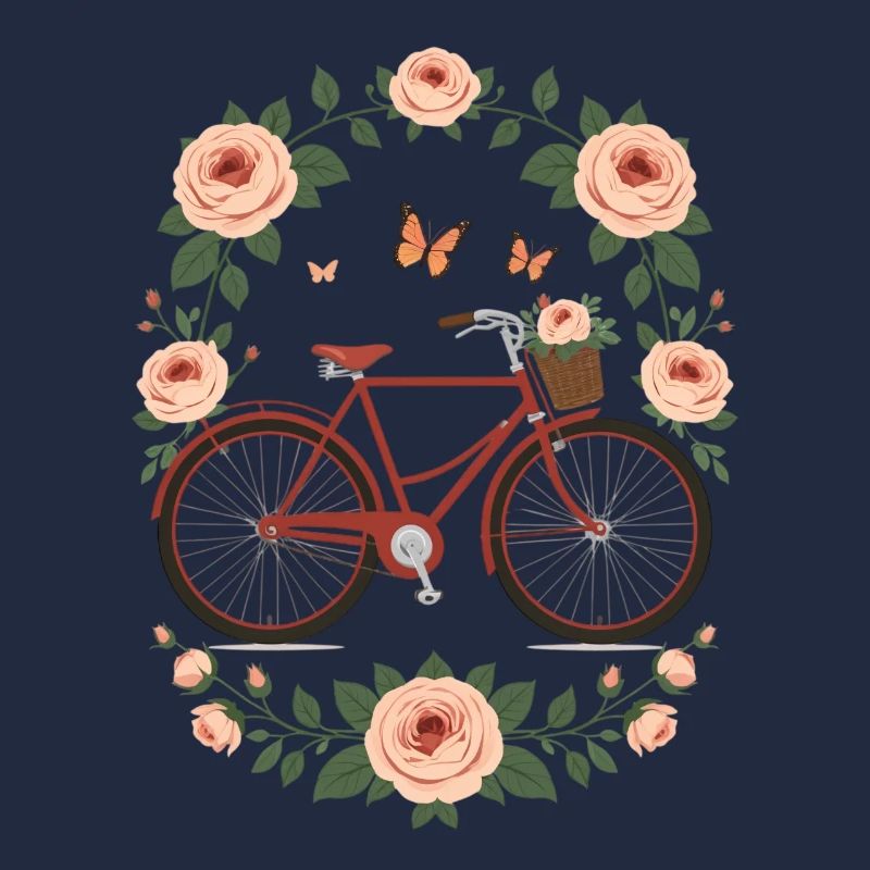 Rotes Fahrrad im Rosengarten
