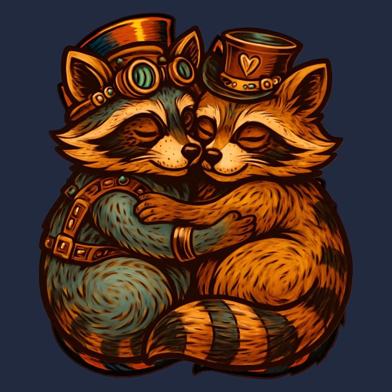 Steampunk-Fuchsduo Umarmung