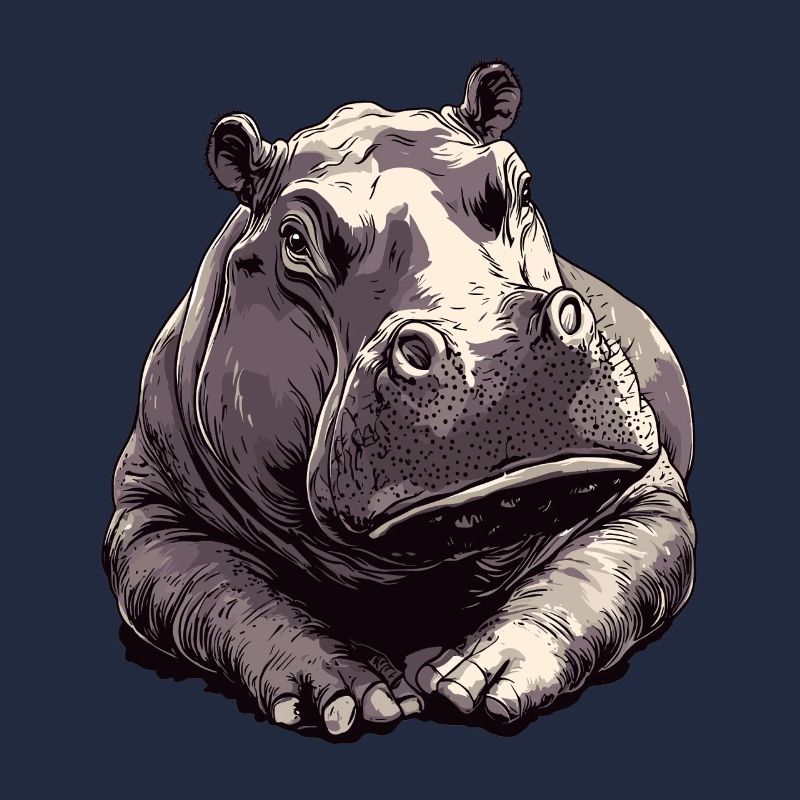 Hippo Charme Zeichnung