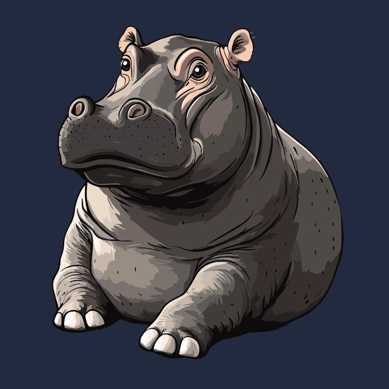 Silent Hippo Cartoon Style