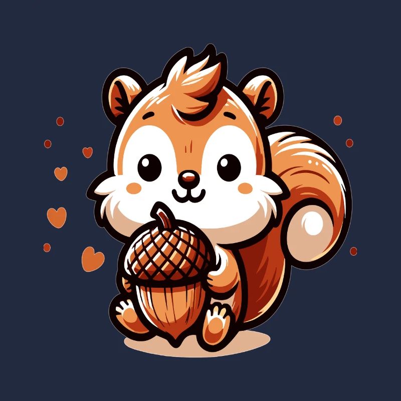 Süßes Eichhörnchen mit Herz-Eichel