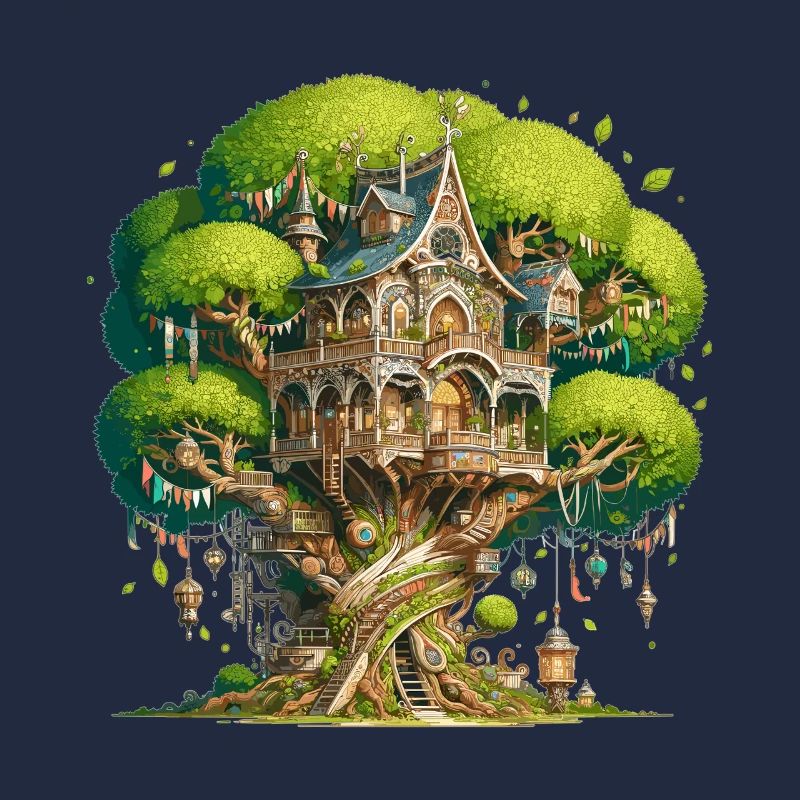 Château de la cabane dans les arbres dans la forêt du monde