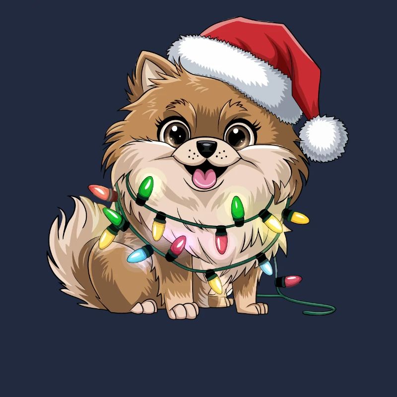 Weihnachtshund mit Lichterkette