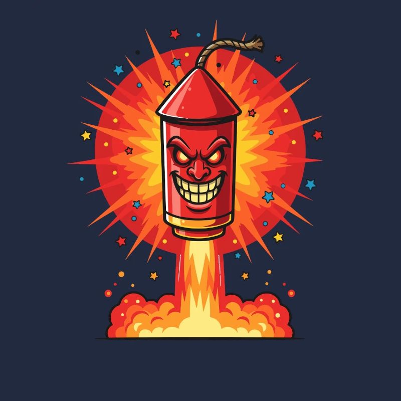 Laughing rocket in the fire